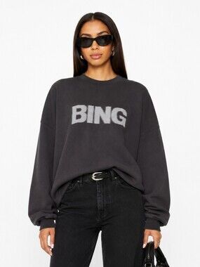 ANINE BING Logo Miles Sweatshirt | XS | Grey